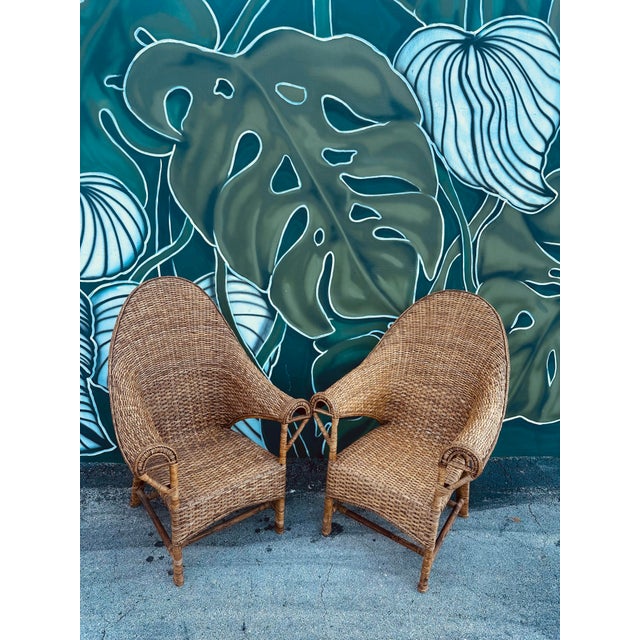 Copper 1920s English Wicker & Rattan Armchairs, Attributed to Dryad & Co. - Set of 2 For Sale - Image 8 of 11