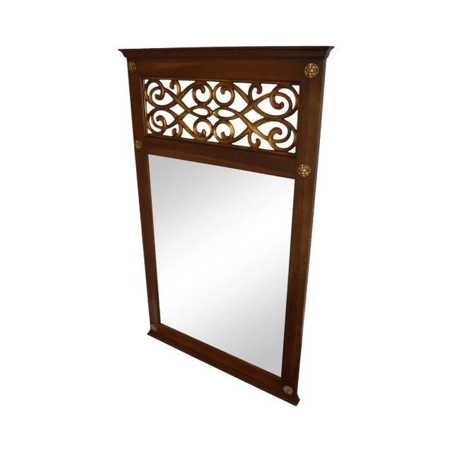 Regency Style Partial Gilt Reticulated Panel Trumeau Mirror by Union National For Sale