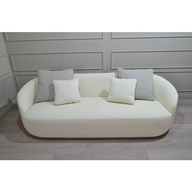 Cottonflower 240 Cloud Ivory Bouclé Curved Sofa by Danu Chirinciuc For Sale - Image 6 of 7