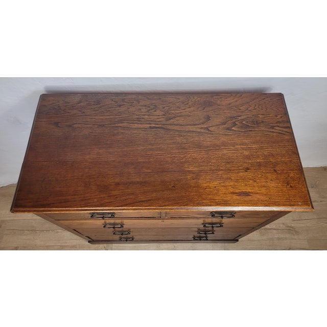 1910s Edwardian Drop Handle Chest of 2 Drawers in Oak, 1910s For Sale - Image 5 of 18