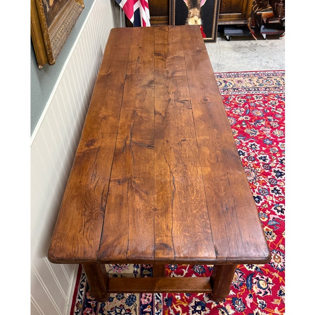 Antique French Country Farmhouse Dining Table Honey Oak 98"w C. Late 19thC For Sale - Image 18 of 18