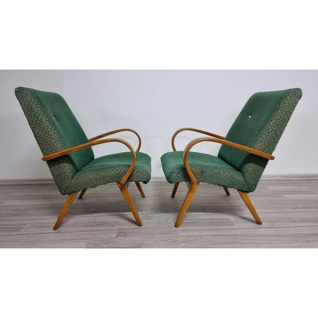 Textile Set of Vintage Armchairs by Jaroslav Smidek, 1960s For Sale - Image 7 of 10