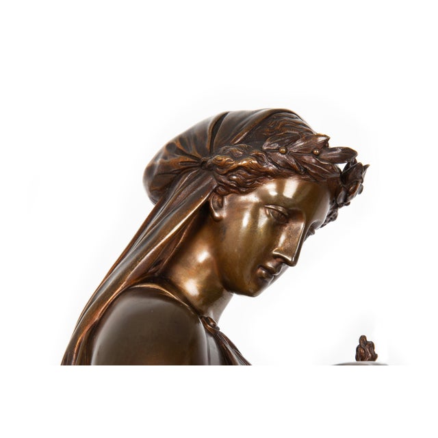Pair of French Antique Bronze Sculpture “Uranie” and “Erato” by Emile Picault For Sale - Image 15 of 18