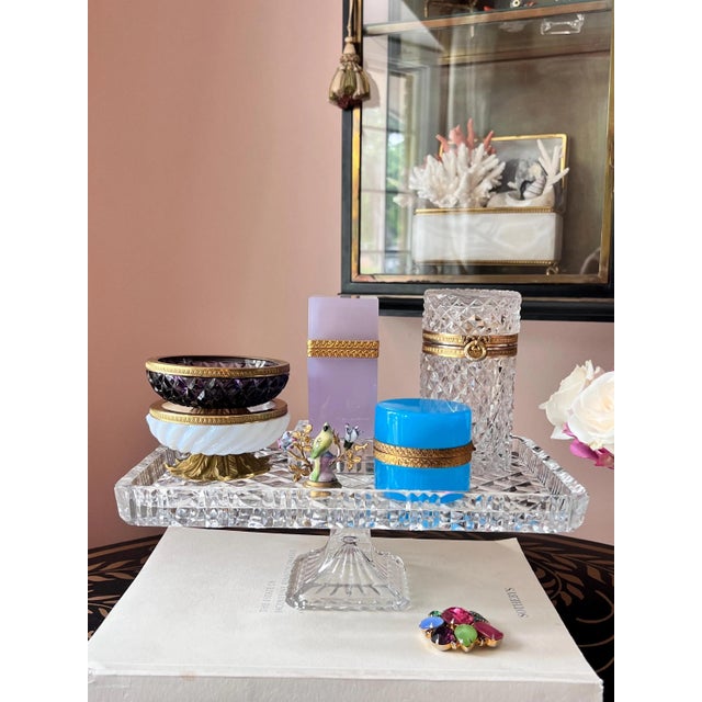 This is a really beautiful vintage piece of quilted crystal on footed pedestal that is absolutely beautiful for elevating...