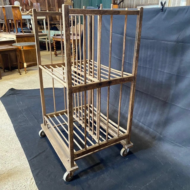 Industrial baker's or boulangerie cart with 2 shelves. Each shelf divided in two in the middle for easy access and use...
