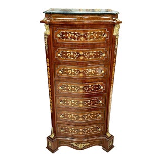 Chiffonier Napoleon III Style Commode Boullé Style Marble Topped For Sale