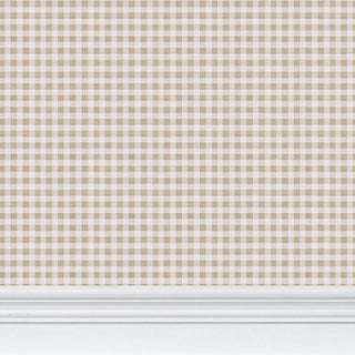 Austen Gingham Small Check Removable Wallpaper – Linen Tan 3 Yard Roll For Sale