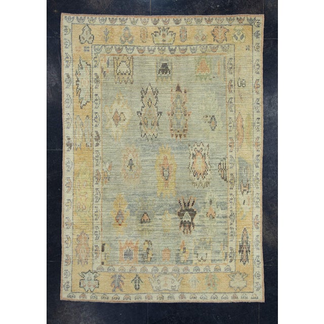 Tan Turkish Oushak Rug 5'4" x 7'7" #18634 For Sale - Image 8 of 8