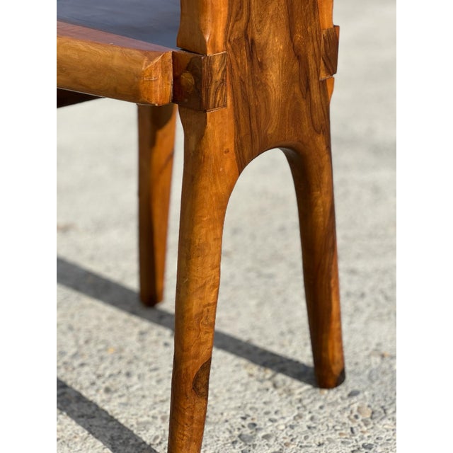 Wood Sculptural High-Back Chair in Olive Wood, France, 1960s For Sale - Image 7 of 9
