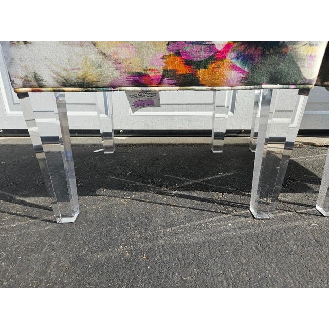 Mitchell Gold + Bob Williams Lucite Benches / Tufted Ottomans For Sale In Providence - Image 6 of 6