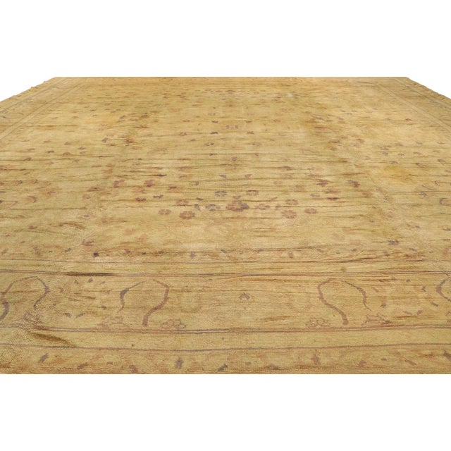 Gold Antique Gold European French Rug - 12'04 X 13'09 For Sale - Image 8 of 8