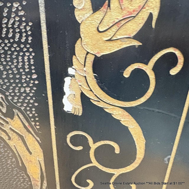 1980s Grand Chinoiserie Palace Scene: 3-Panel Lacquer Screen by Maitland-Smith - A Monumental Work of Hand-Incised Coromandel-Style Artistry For Sale - Image 10 of 10