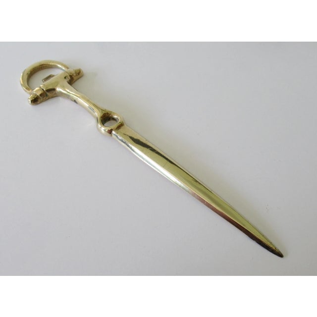 Vintage: C.1960's Equestrian-style, horse shoe-shaped brass letter opener. In great condition with brass patina, even...