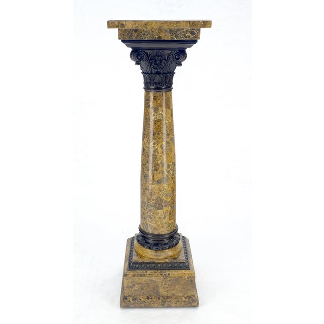 Mid 20th Century Neoclassical 14" Square Top Tapered Column Pedestal Stand Lamp Table MINT For Sale - Image 5 of 12