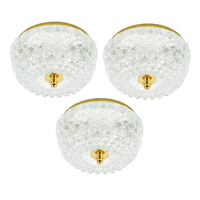 Stunning mid-century bubble glass ceiling lights/flush mounts designed by Helena Tynell for Limburg, Germany's leading...