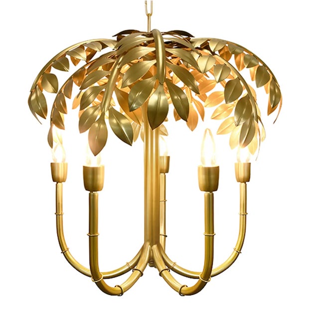 New item. Not vintage. Light up any room with the Millie Antique Brass Five Light Palm Tree Chandelier, where tropical...