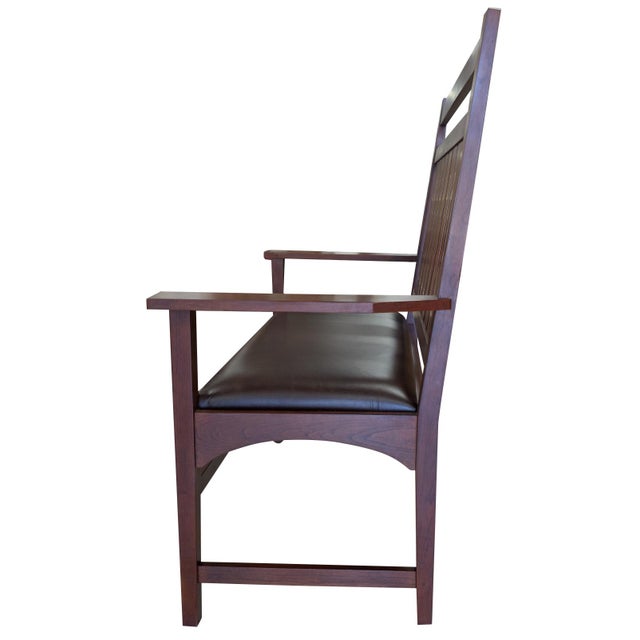 Stickley Harvey Cherry Wood Ellis Inlaid Settee For Sale - Image 9 of 11