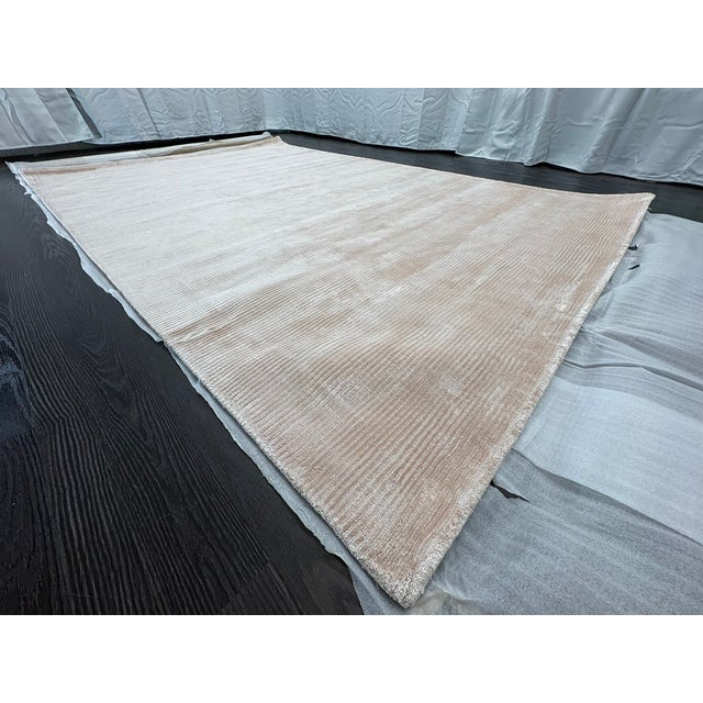 Contemporary Rh Reeve Stripe Handwoven Rug — 6' × 9' Petal | 100% Tencel™ | Subtle Sheen & Texture For Sale - Image 3 of 18