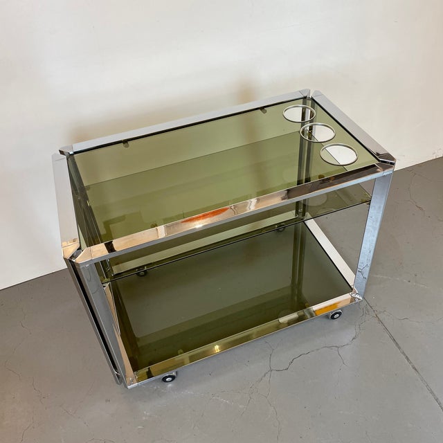 Space Age Chrome and Smoked Glass Bar Cart, 1970s For Sale - Image 14 of 18
