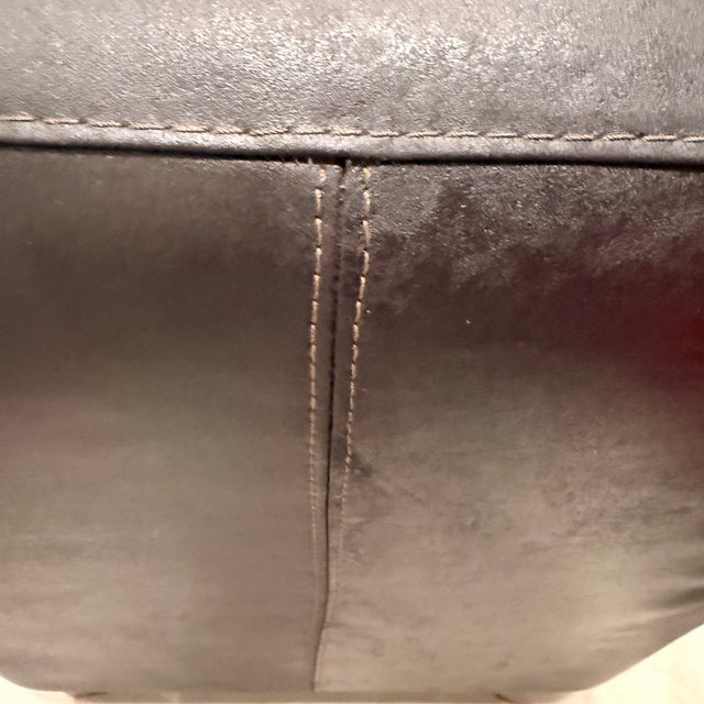 Traditional Calia Italian Leather Chair and Ottoman For Sale - Image 3 of 10