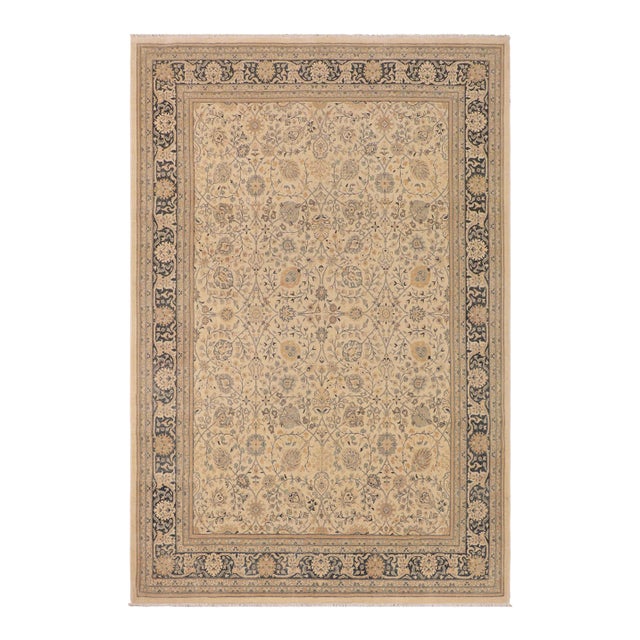 Boho Chic Beige/Green Wool Rug - 9'3'' X 12'3'' For Sale