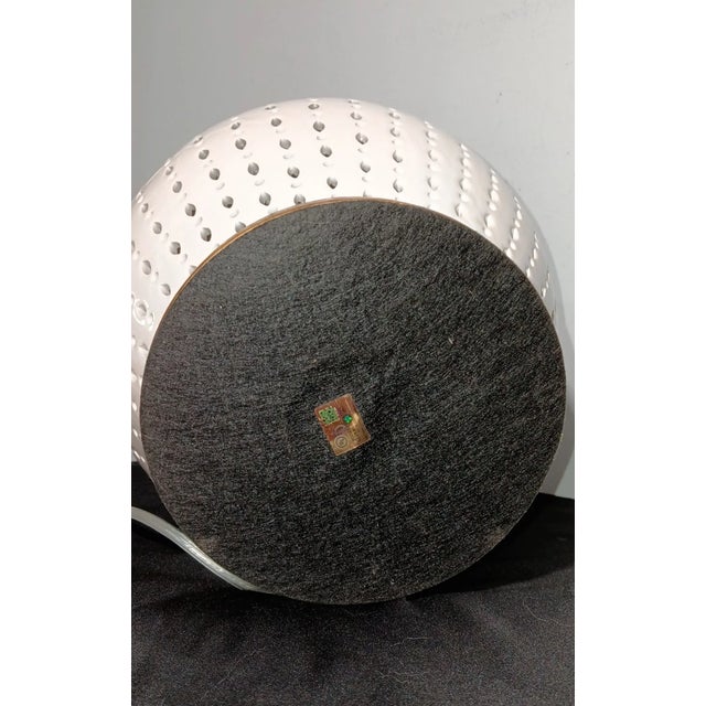 Textile Vintage Ralph Lauren Designer Perforated White Ceramic Lamp W/ Shade For Sale - Image 7 of 7