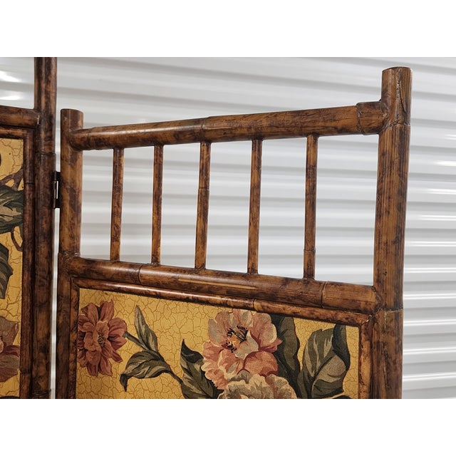 Vintage Tortoise Bamboo 3-Fold Screen Room Devider For Sale - Image 9 of 12