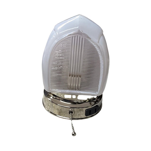 Mid-Century Modern Mid-Century Bathroom Vanity Light With Polished Nickel and White Shade For Sale - Image 3 of 6