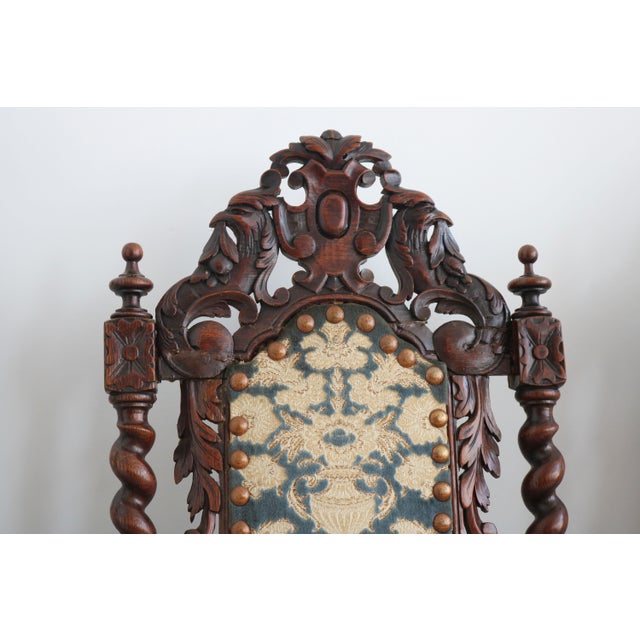 Brown 19th Century Renaissance Revival French Barley Twisted Chairs in Oak, 1870, Set of 4 For Sale - Image 8 of 12