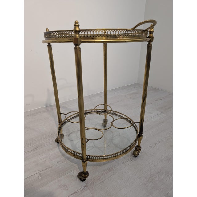 Vintage French Bar Cart in Brass, 1950s For Sale - Image 11 of 15