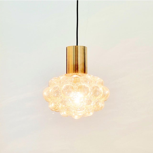 1970s Mid-Century Amber Bubble Glass Pendant Light by Helena Tynell for Limburg, Germany, 1960s For Sale - Image 5 of 11