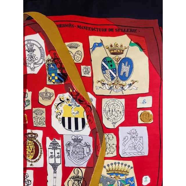 HERMES CHIFFRES et MONOGRAMMES red silk scarf 1986 France For Sale In New York - Image 6 of 11