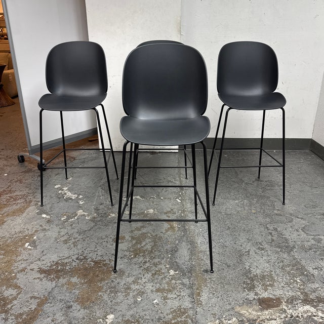 Modern Gam Fratesi for Gubi Black Beetle Bar Stools, Set of Four For Sale - Image 3 of 12