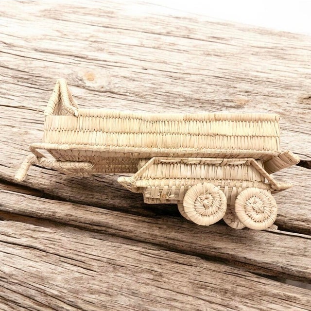 Large Vintage Rattan Jeep Handmade Rare Land Rover Car & Tailor Detail Woven Decor For Sale In Detroit - Image 6 of 12