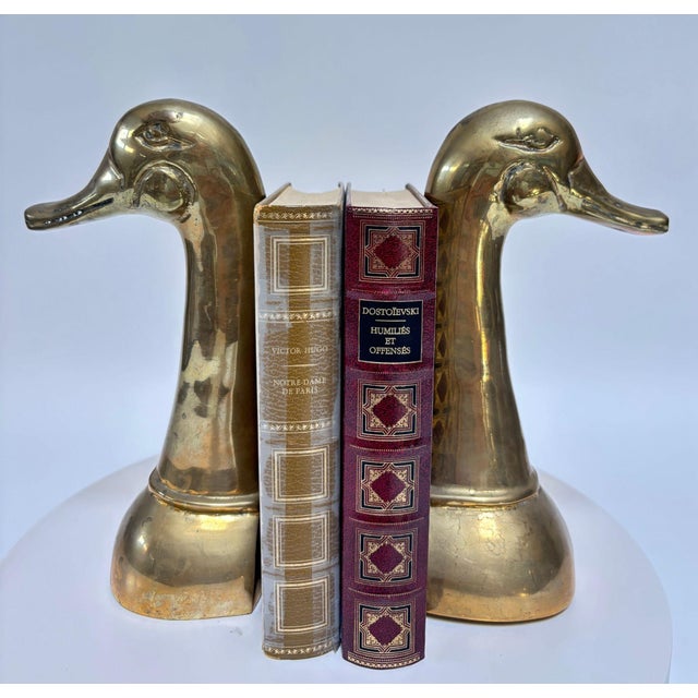 Mid 20th Century Pair of Large Mid-Century Brass Duck Head Bookends, Sarried Style, Circa 1950 For Sale - Image 5 of 17