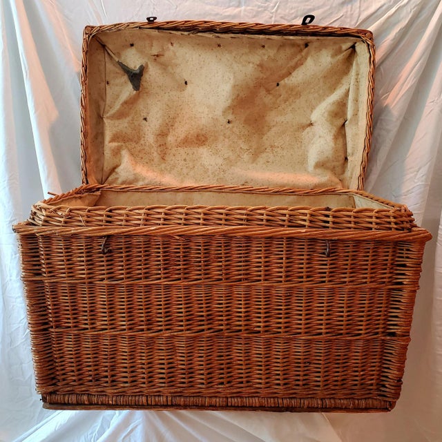 Antique Wicker Trunk With Brass Fixtures Chairish