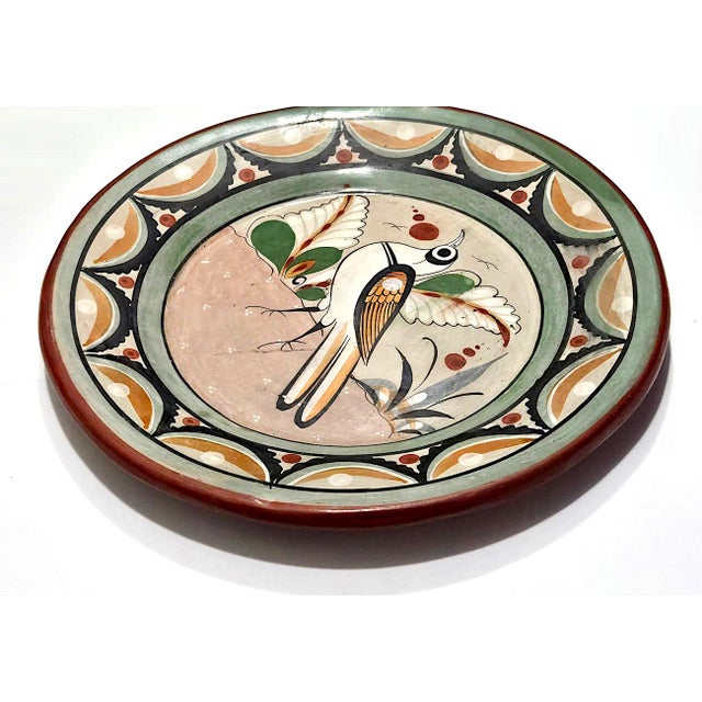 1960s Tonalá Mexico Decorative Wall Platter With Bird Motif For Sale - Image 11 of 13