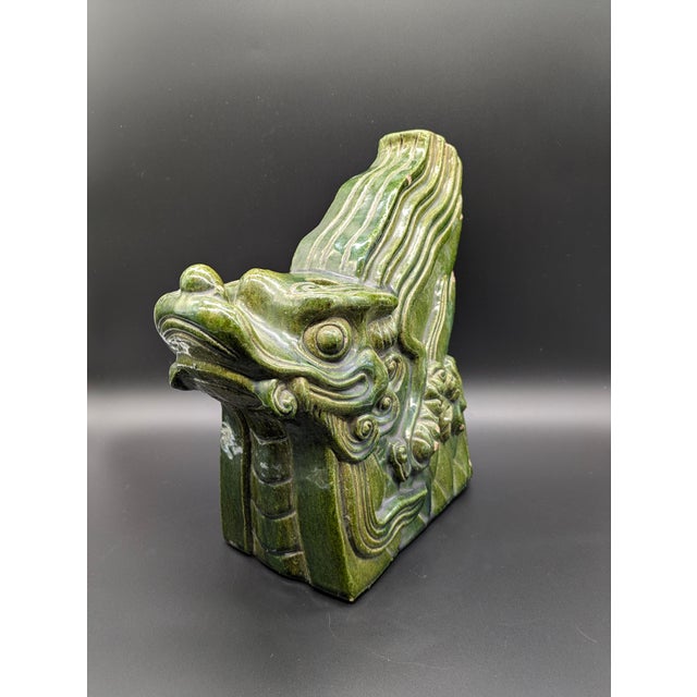 Asian Antique Chinese Chiwen (Dragon) Sancai-Glazed Roof Tile: Qing Dynasty For Sale - Image 3 of 11