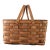 Vintage Large Woven Splint Wood Picnic Basket Double Swing Handle For Sale