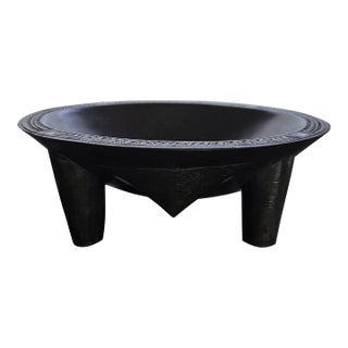 African Vintage Wooden Carved Decorative Bowl For Sale
