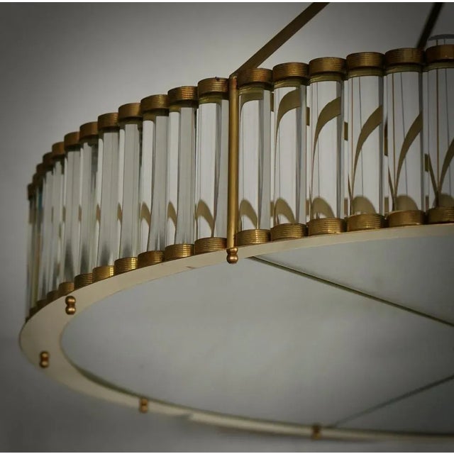 Mid-Century Murano Glass and Brass Chandelier For Sale - Image 6 of 11