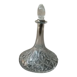 1980s Lenox Cut Crystal Pinwheel Pattern Squat Decanter Bottle