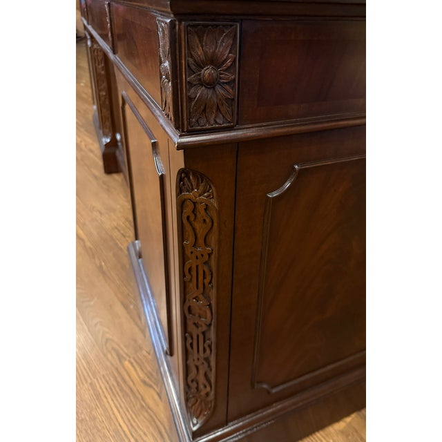 Traditional 72” Mahogany Executive Desk by Leighton Hall - Showroom Sample For Sale - Image 15 of 18