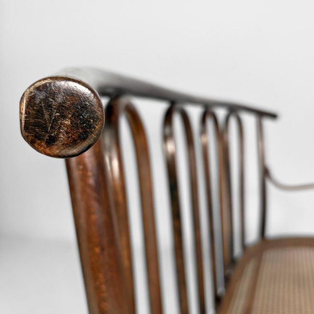 Italian Wood and Vienna Straw Bench, 1970s For Sale - Image 15 of 18