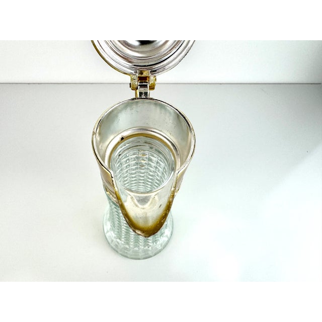 1960s Mid-Century Italian Cut Glass and Silverplate Claret Jug For Sale - Image 13 of 16