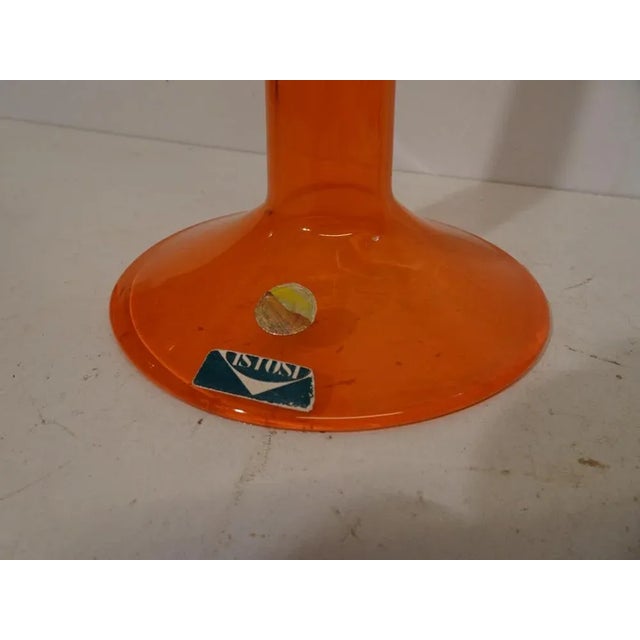 Mid-Century Modern Huge Orange Art Glass Luciano Vistosi MuranoCandlestick For Sale - Image 3 of 10