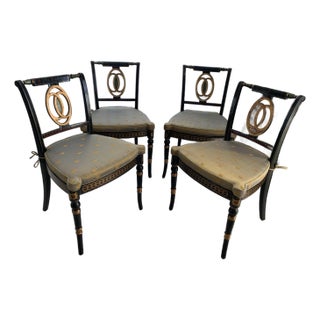 Theodore Alexander Ebonized English Regency Style Dining Chairs Set of 4 For Sale