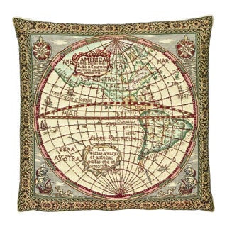 New World Tapestry Cushion With Feather Filler - 46x46cm (18"x18") For Sale