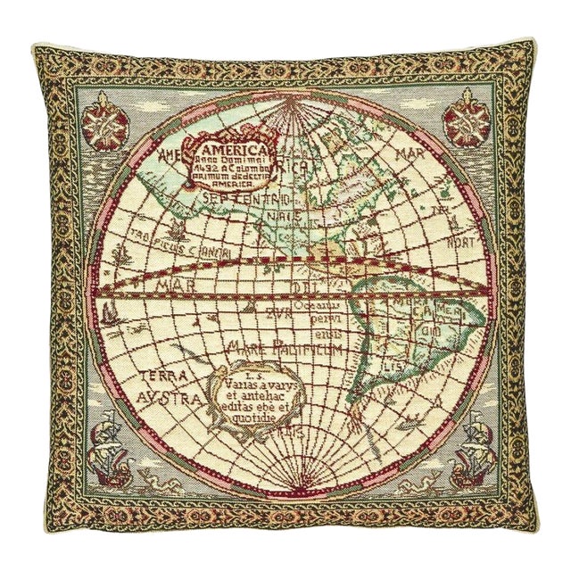 New World Tapestry Cushion With Feather Filler - 46x46cm (18"x18") For Sale