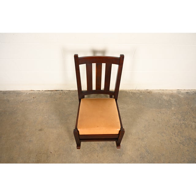 Early 20th Century L. & J. G. Stickley Antique Mission Arts & Crafts Mahogany Rocking Chair, Circa 1902 For Sale - Image 5 of 10